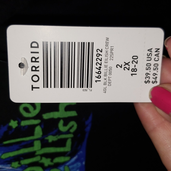NWT Torrid Billie Eilish Black Crew Neck  Short Sleeve Tee Shirt - Picture 9 of 10